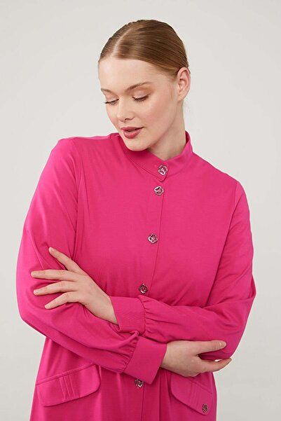 Levidor Fuchsia Judge Collar Button Closure Combed Cotton Sports Suit