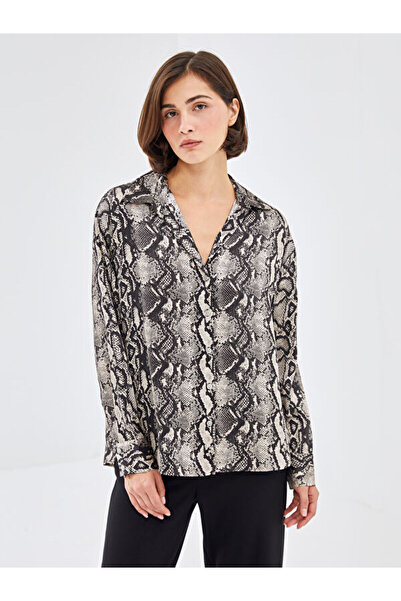 LC Waikiki Patterned Oversize Satin Women's Shirt