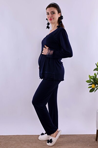 ByLohusa Effortt Navy Blue Maternity Pajama Set