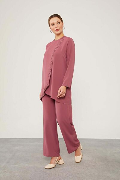 Levidor Pink Pearl Embroidered Chiffon Suit Set