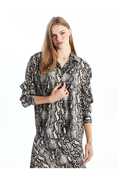LC Waikiki Patterned Oversize Satin Women's Shirt