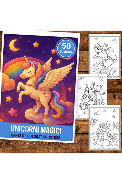 Legendary Gifts Coloring book, 50 Magical Unicorns illustrations, 106 pages, A5