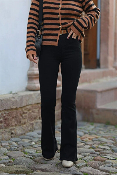 kleshus جينز Çnr Cnk ذو الخصر العالي والأرجل الواسعة مريح قماش قابل للتمدد جي...