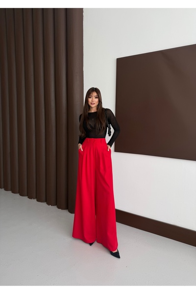 Nadrina Wide Leg Double Pleated Palazzo Pants