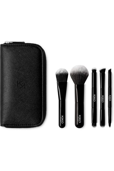 Generic مجموعة فرش مكياج للسفر من كيكو ميلانو - ٥ فرش مع حقيبة سفر