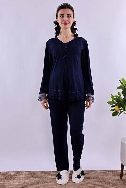 ByLohusa Effortt Navy Blue Maternity Pajama Set