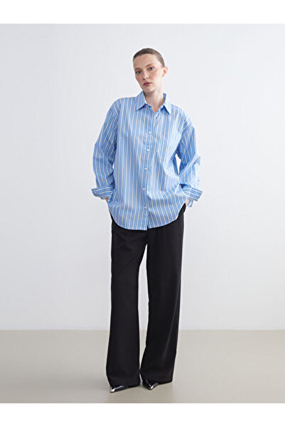 LC Waikiki Cămașă de damă din poplin oversize cu dungi