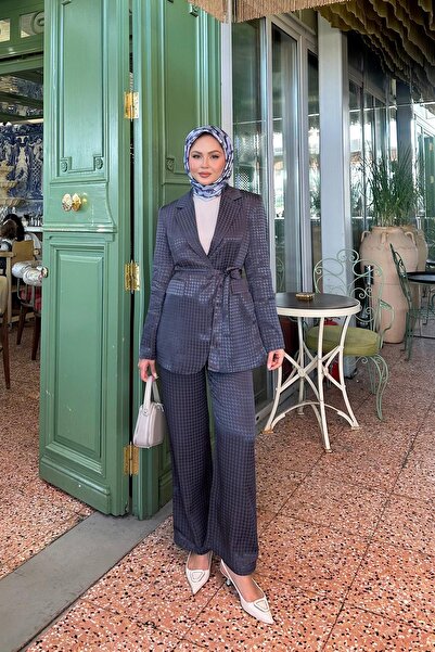 Levidor Anthracite Houndstooth Pattern Jacquard Jacket Set