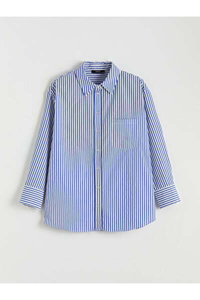 LC Waikiki Cămașă de damă din poplin oversize cu dungi