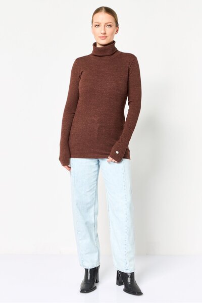 Champion Women Sportswear Fit Long Sleeve Outdoor Sweater, Dark Brown