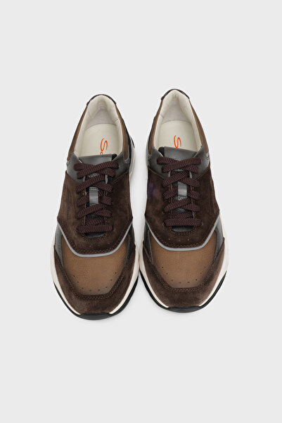 Santoni Suede Leather Logo Sneaker Shoes Men's Shoes Mbim22112Bingfuim50