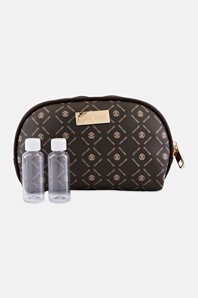 Roberto Cavalli حقيبة أدوات الزينة النسائية ذات الشعار مع زجاجة، متعددة الألوان