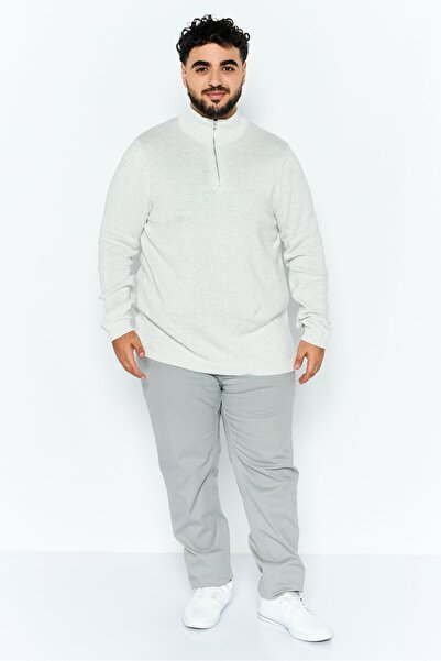 Asos Design Men Round Neck Textured Half Zipper Sweatshirt, Grey