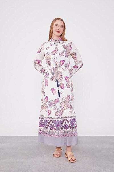 Levidor Φόρεμα με μπεζ πουκάμισο με λεπτομέρεια με κορδόνι στη μέση