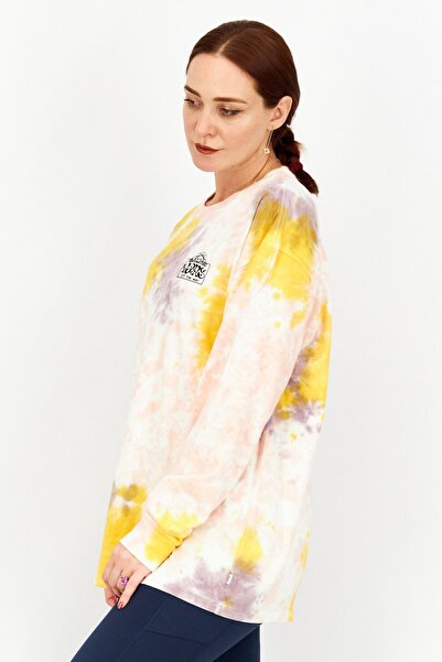 Vans Women Crew Neck Long Sleeves Brand Logo Sweatshirt, Pink Combo