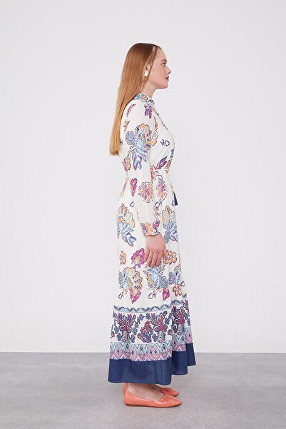 Levidor Синя сорочка з коміром і шнурком на талії