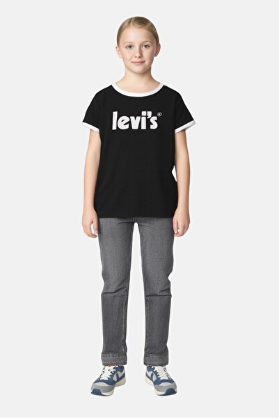 Levi's Kids Girl Brand Logo Short Sleeve T-Shirt, Black
