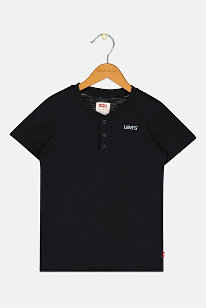 Levi's Kids Boy Crew Neck Short Sleeve Brand Logo T-Shirt, Black
