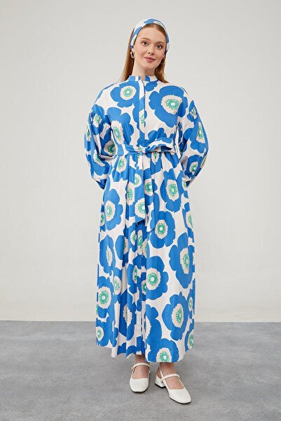 Levidor Φόρεμα με μοτίβο λουλουδιών με μπαντάνα μπλε κοβαλτίου
