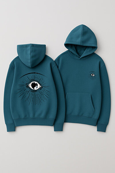 CLASSY.MODA Unisex Oversized Hooded Printed Hoodie – Rayed Eye and Moon