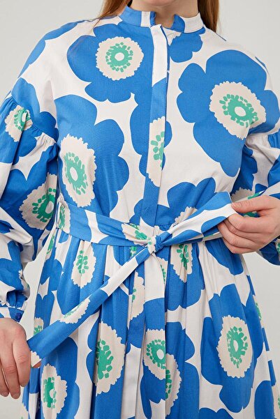 Levidor Φόρεμα με μοτίβο λουλουδιών με μπαντάνα μπλε κοβαλτίου