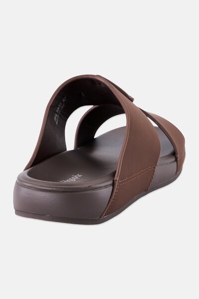Algspar Men Slip On Arabic Sandals, Brown