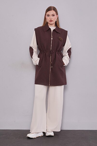 Levidor Coffee Self-Patterned Vest Set Triple Set