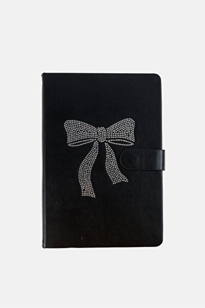 Votum Rhinestone Bow Magnetic Lock Notebook, Black