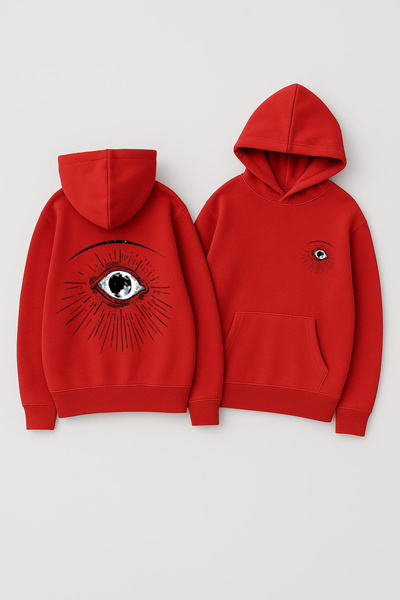 CLASSY.MODA Unisex Oversized Hooded Printed Hoodie – Rayed Eye and Moon