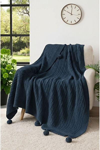 EUROPA HOME Ponponlu diz üstü battaniyesi -TV battaniyesi -Şal -Dokuma koltuk...