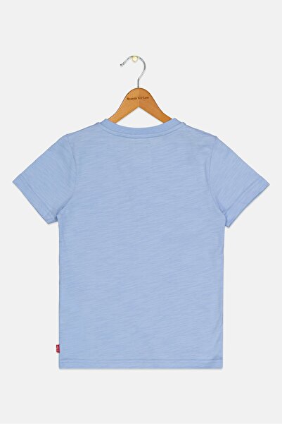 Levi's Kids Boy Crew Neck Short Sleeve Brand Logo T-Shirt, Misty Blue