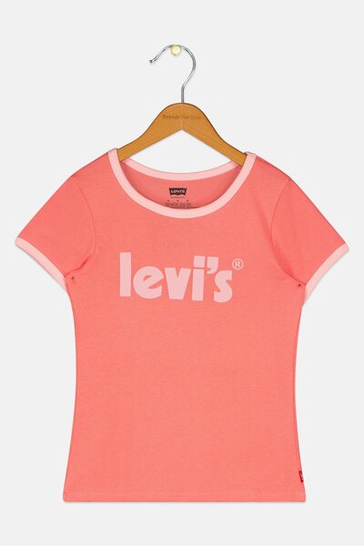 Levi's Kids Girl Brand Logo Short Sleeve T-Shirt, Pink