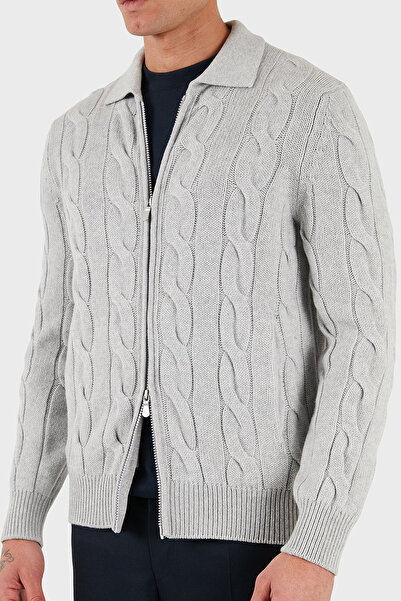 GRAN SASSO Knitted Patterned Wool and Cashmere Blend Regular Fit Jacket Men's Jacket 13180 19652 044