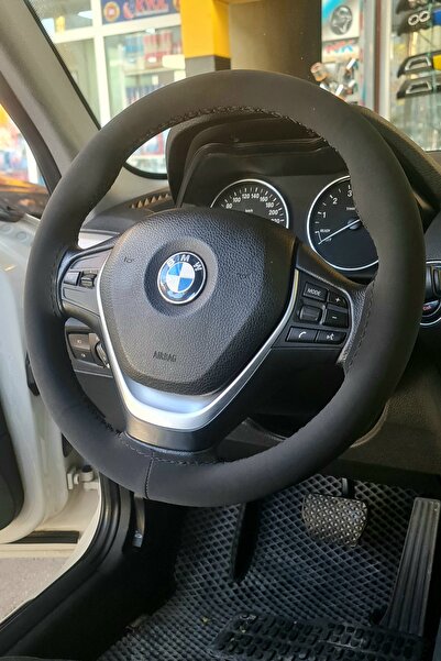 gürler oto kılıf ve aksesuar Bmw ile Uyumlu Dikmeli Direksiyon Kılıfı Alkantara Siyah
