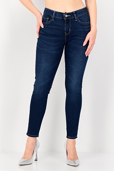 Levi's Women Super Skinny Fit Washed Stretchable 710 Jeans, Dark Blue