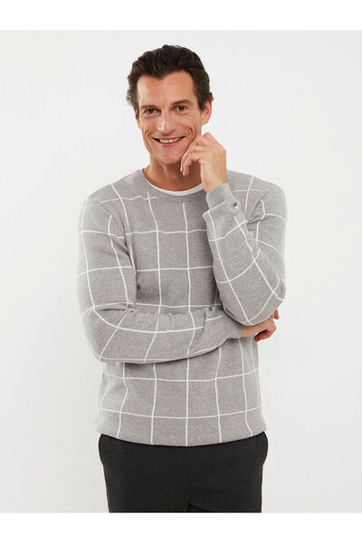 LC Waikiki Ανδρικό πλεκτό πουλόβερ με μακρυμάνικο λαιμόκοψη Dad Son Combination