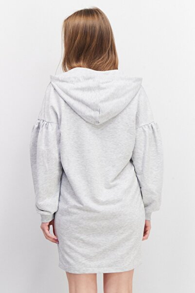 NA-KD Women Hooded Plain Mini Dress, Grey