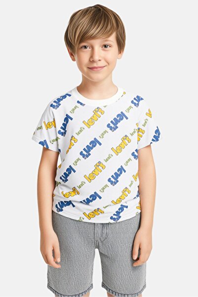 Levi's Kids Boy Crew Neck Short Sleeve Allover Print T-Shirt, Multicolor