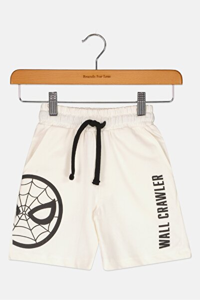 Marvel Toddlers Boy Printed Basic Shorts, Off White