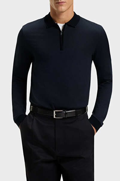 BOSS Logolu Pamuklu Regular Fit Yarım Fermuarlı Polo Yaka Kazak Erkek POLO YA...