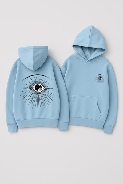 CLASSY.MODA Unisex Oversized Hooded Printed Hoodie – Rayed Eye and Moon