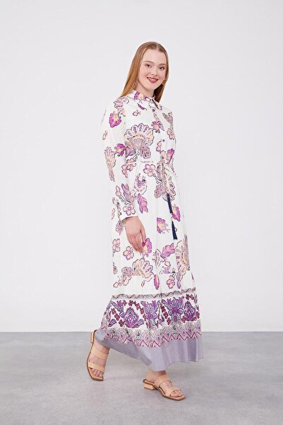 Levidor Φόρεμα με μπεζ πουκάμισο με λεπτομέρεια με κορδόνι στη μέση