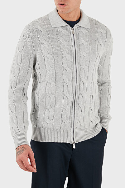 GRAN SASSO Knitted Patterned Wool and Cashmere Blend Regular Fit Jacket Men's Jacket 13180 19652 044