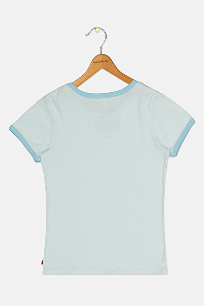 Levi's Kids Girl Round Neck Brand Logo Short Sleeve Top, Ice Blue