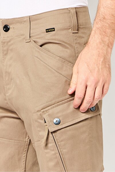 G-STAR RAW Men Regular Fit Solid Stretchable Cargo Pants, Tan