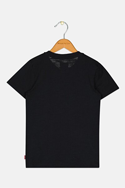 Levi's Kids Boy Crew Neck Short Sleeve Brand Logo T-Shirt, Black