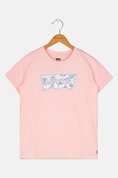 Levi's Kids Girl Crew Neck Short Sleeve Brand logo T-shirt, Pink
