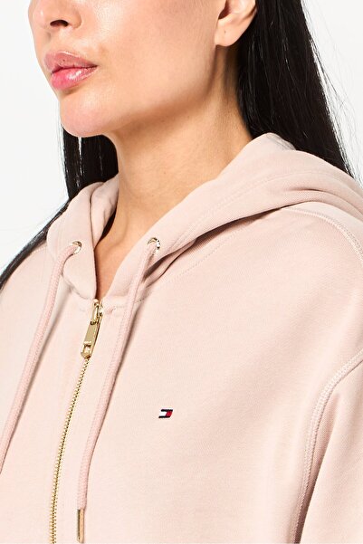 Tommy Hilfiger Women Embroidered Logo Long Sleeve Full Zip Hoodie, Old Pink