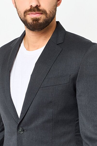 Hackett Men Regular Fit Solid Casual Blazers, Dark Grey