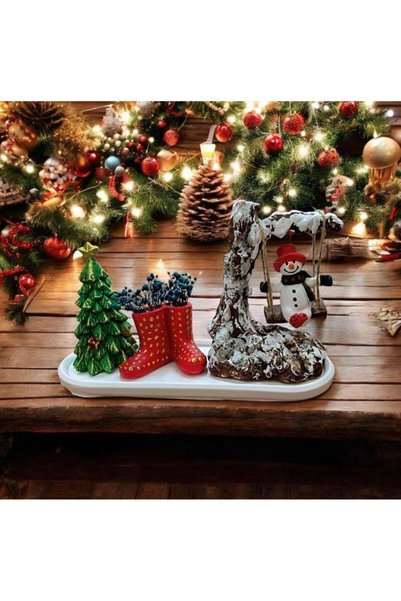 Dekorasyon Bahçesi Kardan Adam Salıncaklı Noel Seti–Yılbaşı Dekoratif Figür (...